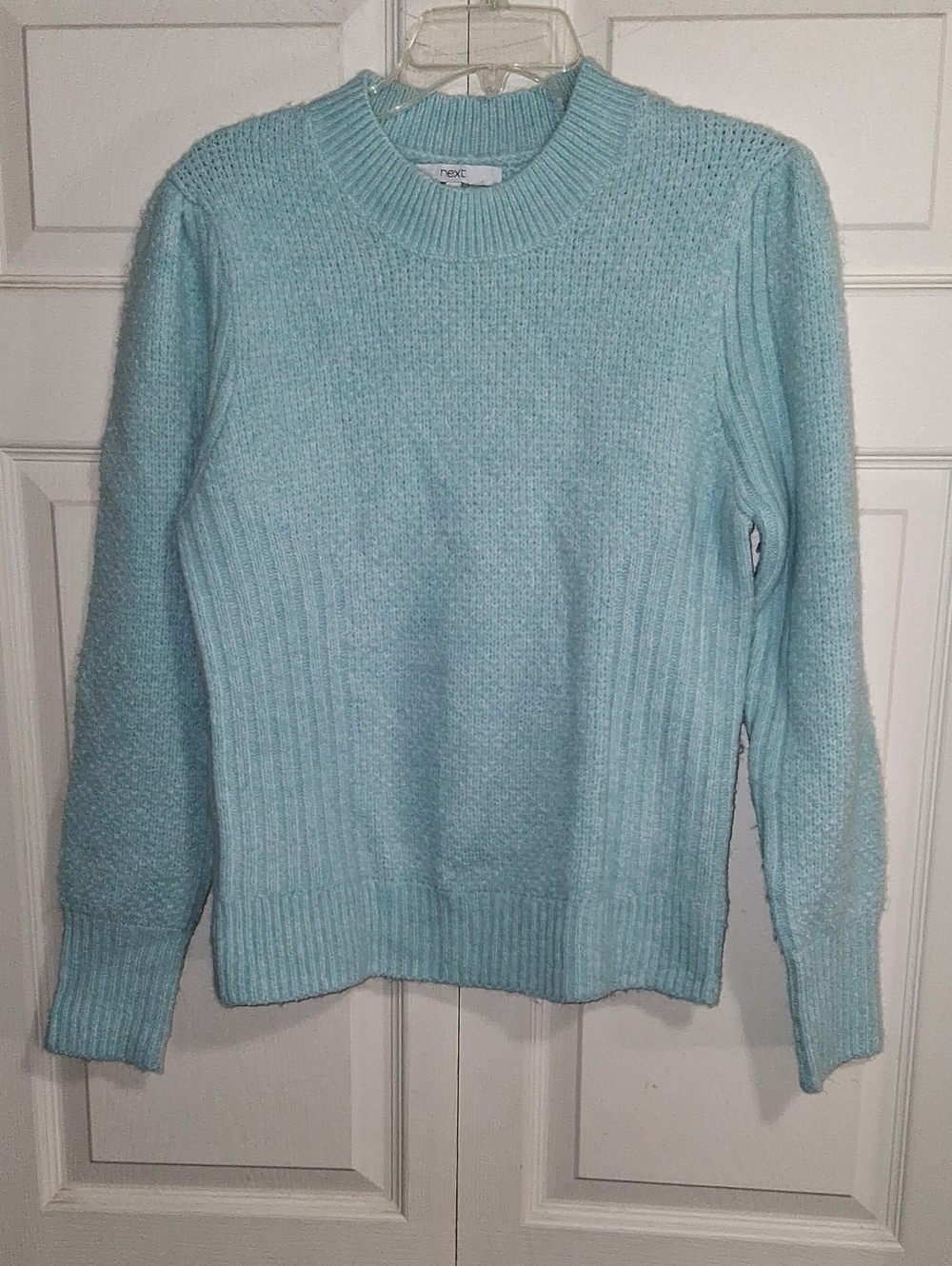 next Mock Neck Wool Blend Sweater - S - Robins Egg Blue